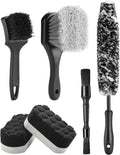 6PCS Car Wheel Brush Kit for Cleaning Tires | Tire Brush, Soft Rim Brush, Bendable Wheel Cleaner Brush for Cleaning