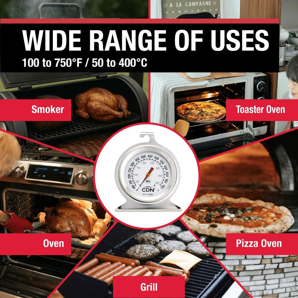 High Heat Oven Thermometer | ProAccurate | NSF Certified | 100-750°F Range | For Broiling, Roasting, High-Temp