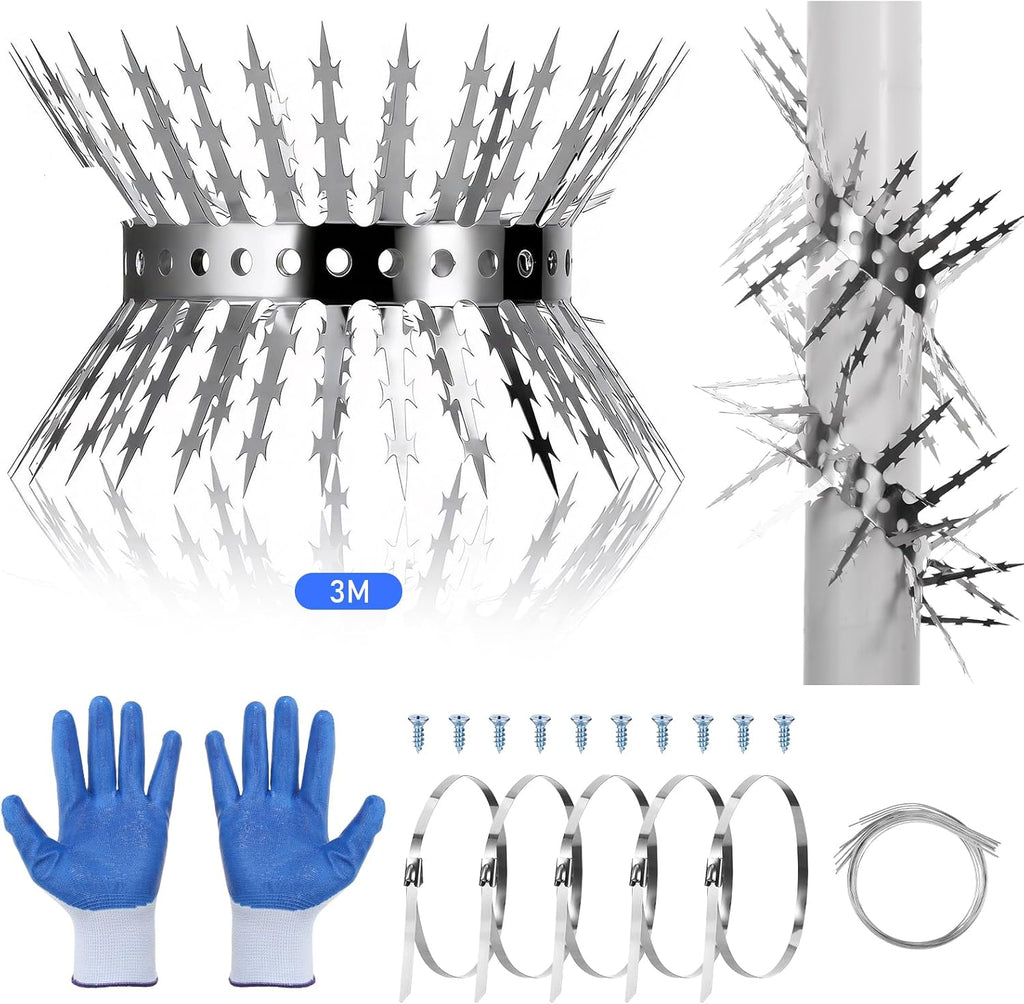 Bird Spikes, Squirrels Spike, Raccoon Snake Deterrent, Squirrel Spikes, Stainless Steel Squirrel baffles for Bird