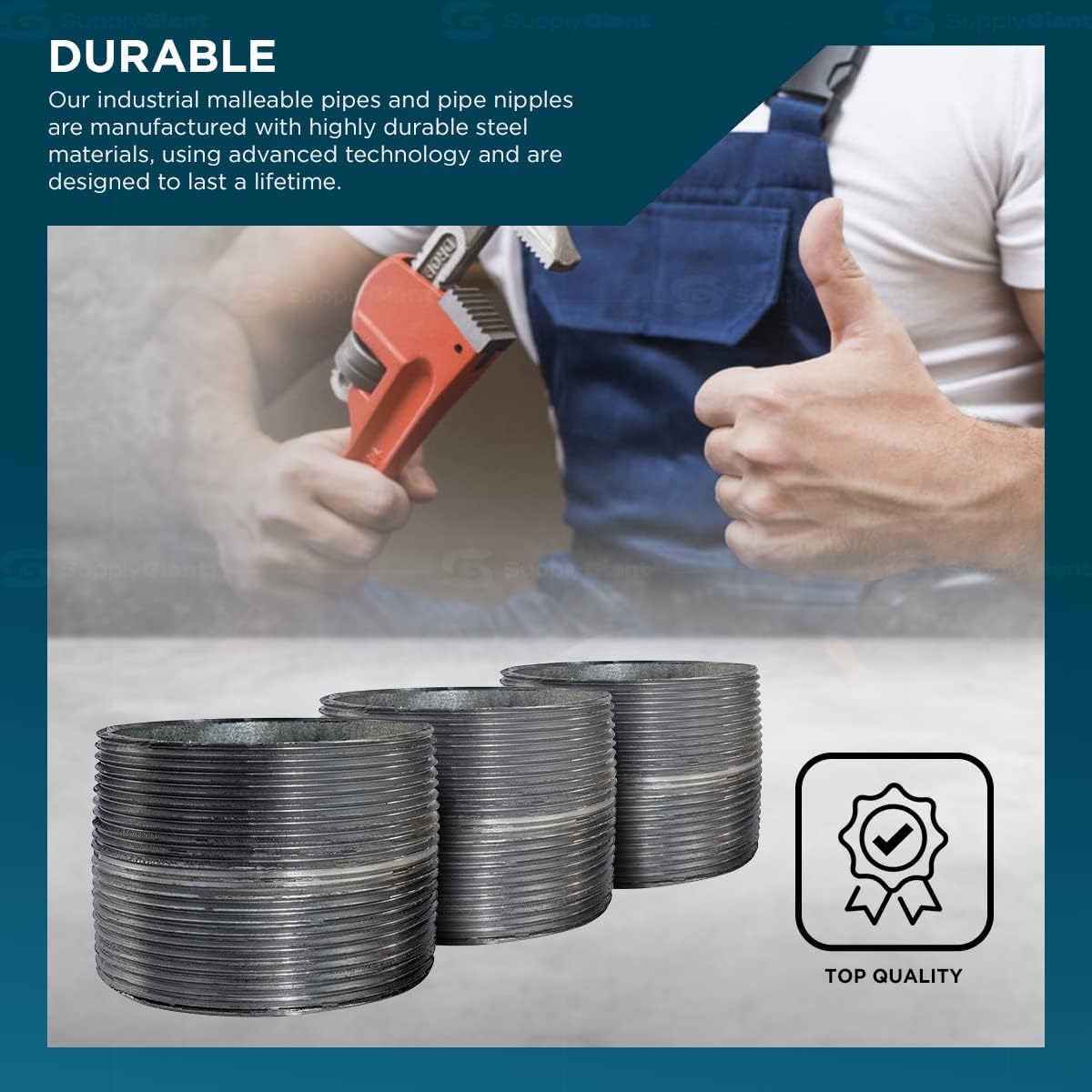 Everflow Supplies NPGL4000 Close Galvanized Steel Nipple Pipe Fitting with 4" Nominal Size Diameter