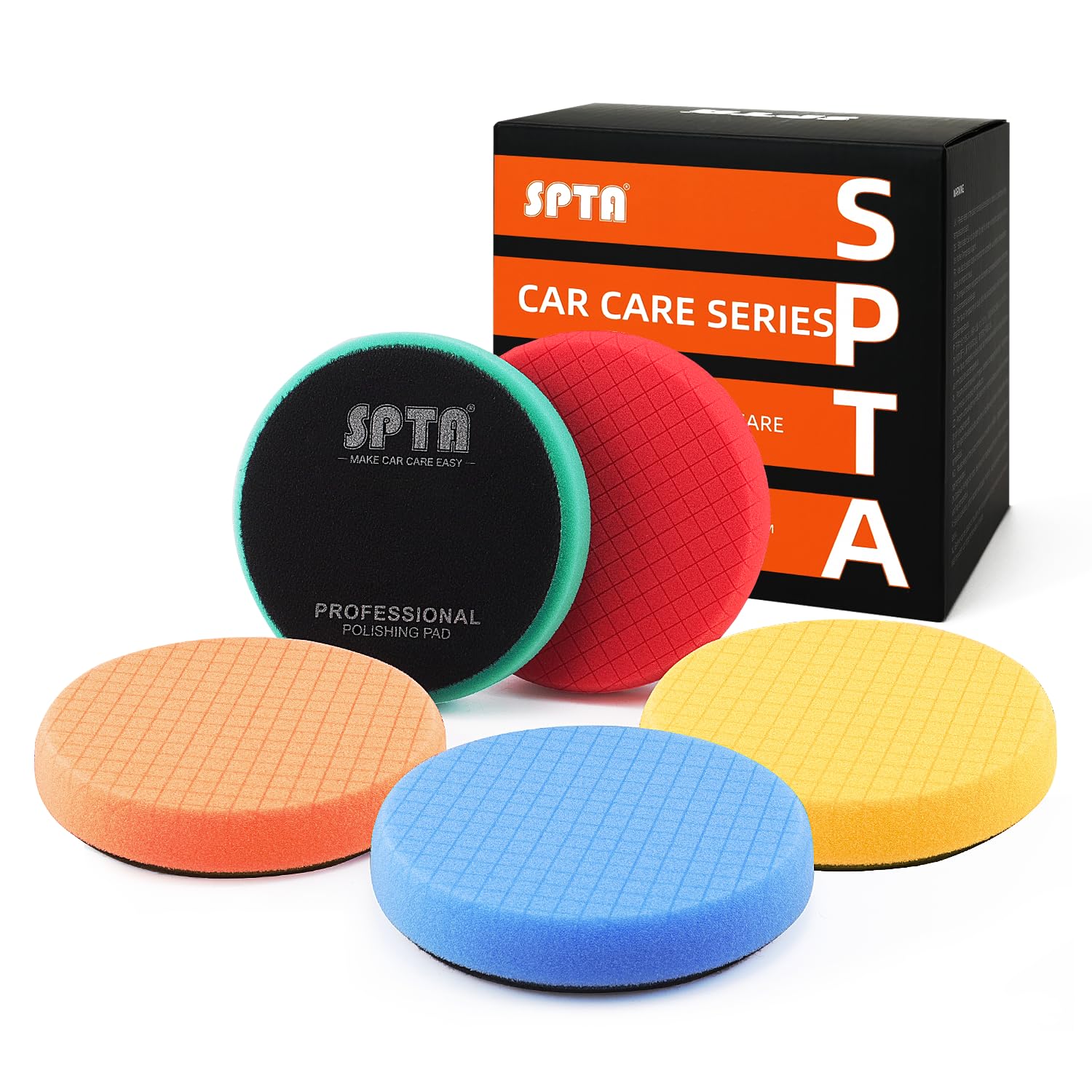 Buffing Polishing Pads, SPTA 5Pcs 5.5 Inch Face for 5 Inch 125mm Backing Plate Mix Cutting Force Buffing Pads Cutting