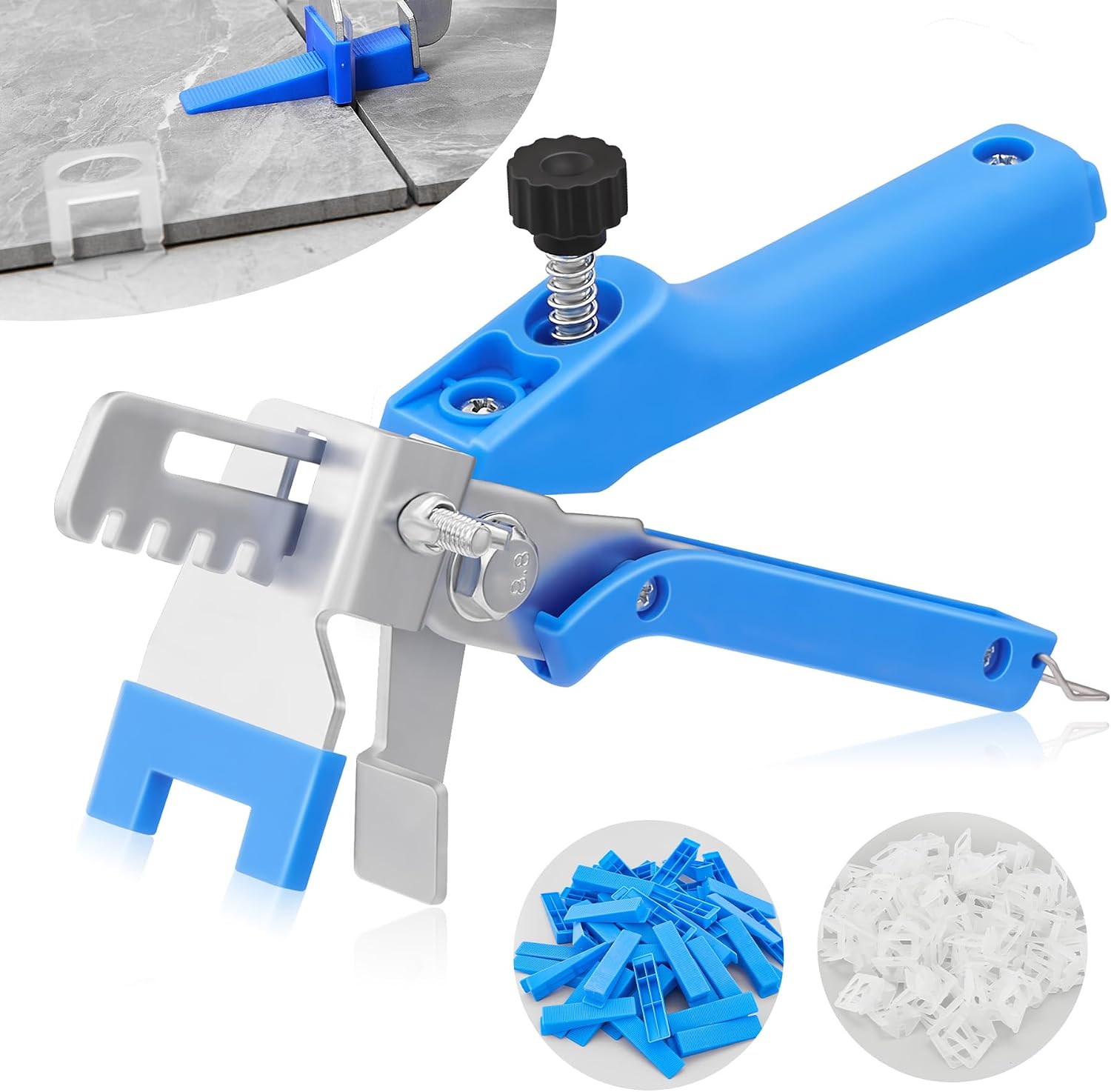 Tile Leveling System 1/8 Inch with Tile Plier, 500pcs Tile Leveler Spacers Clips and 100pcs Reusable Wedges for
