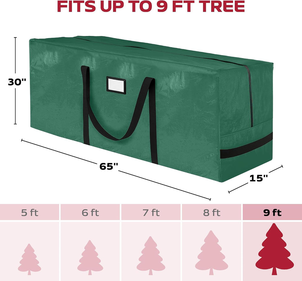 Heavy Duty Christmas Tree Storage Bag – 9 Ft Artificial Christmas Tree Bag - Heavy-Duty Waterproof Material with