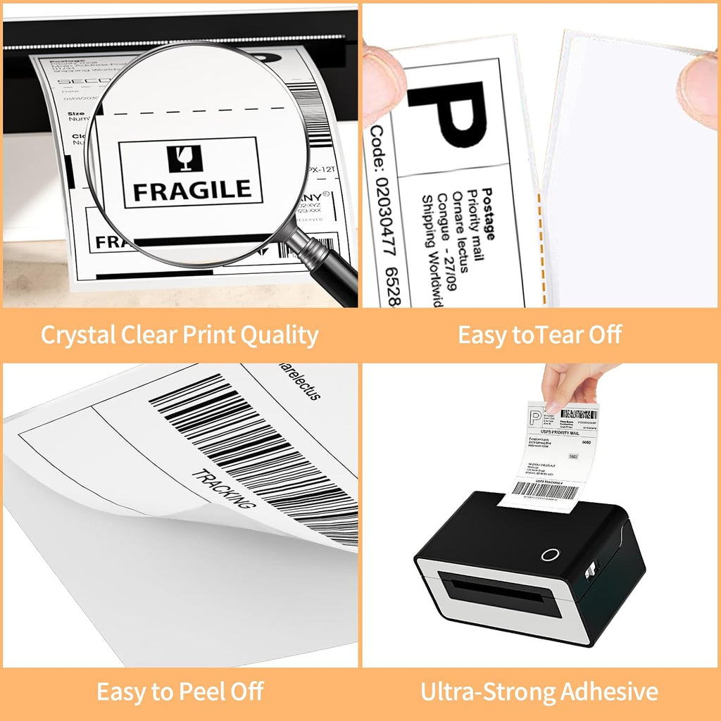 2 Rolls 4" x 6" Direct Thermal Printer Label, 250 Labels/Roll, Total 500 Thermal Shipping Labels, Strong Adhesive