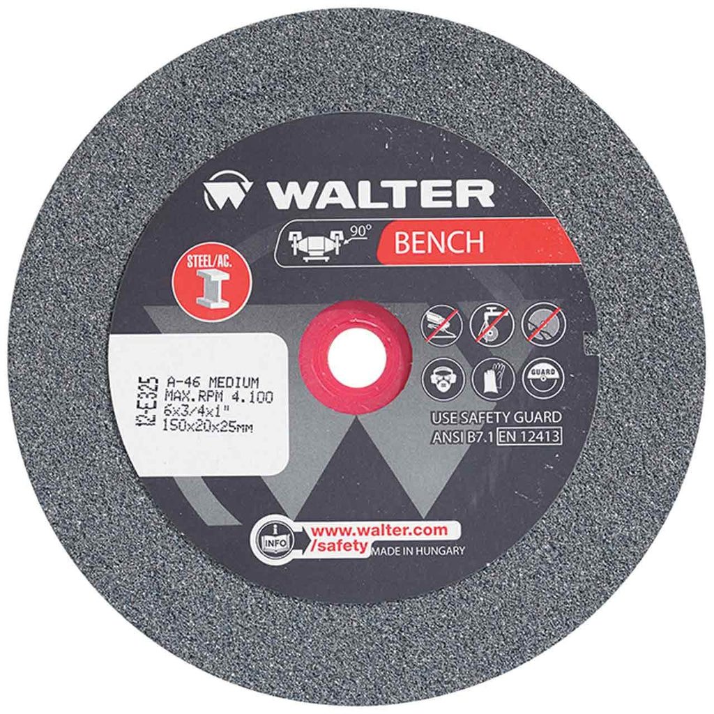 Walter Surface Technologies Bench Grinding Wheel 6" x 3/4" x 1" GR46 Medium