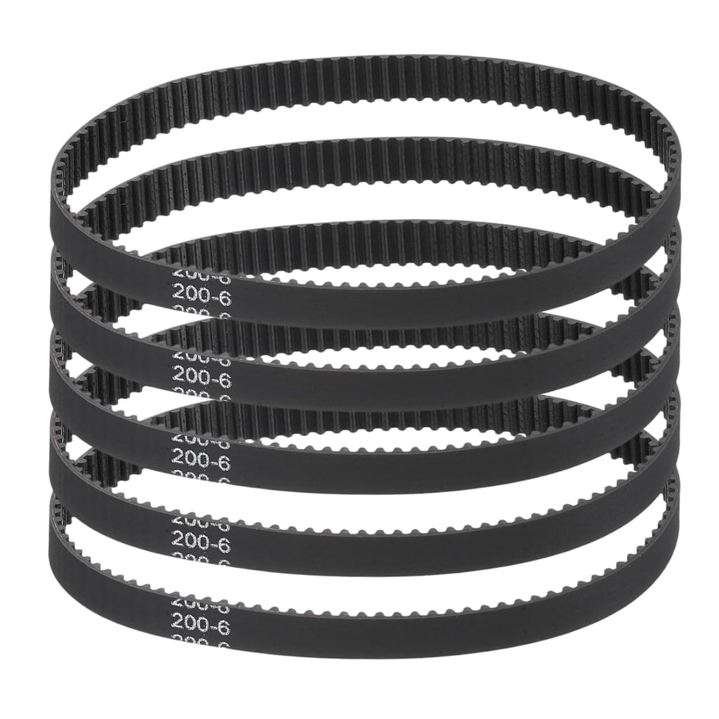 MECCANIXITY 200mm GT-2 Timing Belt 6mm Width 2mm Pitch Black 5pcs