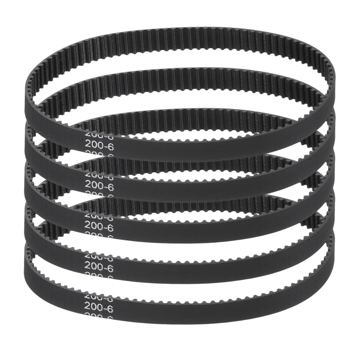 MECCANIXITY 200mm GT-2 Timing Belt 6mm Width 2mm Pitch Black 5pcs