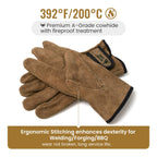 Welding Gloves,Fireproof Leather Work Gloves for Men/Women