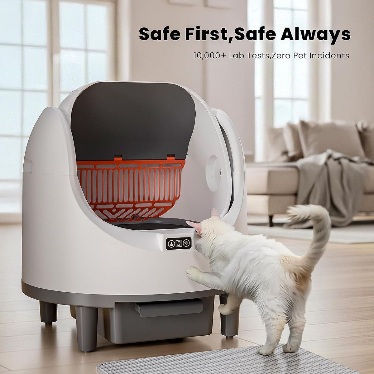 Self Cleaning Litter Box, Large Capacity Automatic Litter Box for Multiple Cats, App Control, Safety Sensors, 2 Rolls