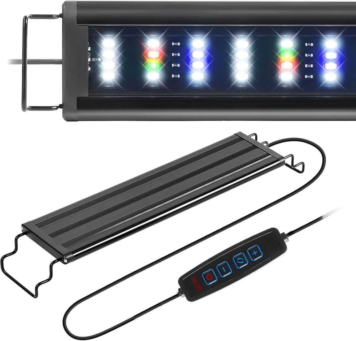 LED Aquarium Light, with Dimmer for 12-16 Inch Fish Tank, Brightness Adjustable, Full Spectrum, Day Mode and Night Mode