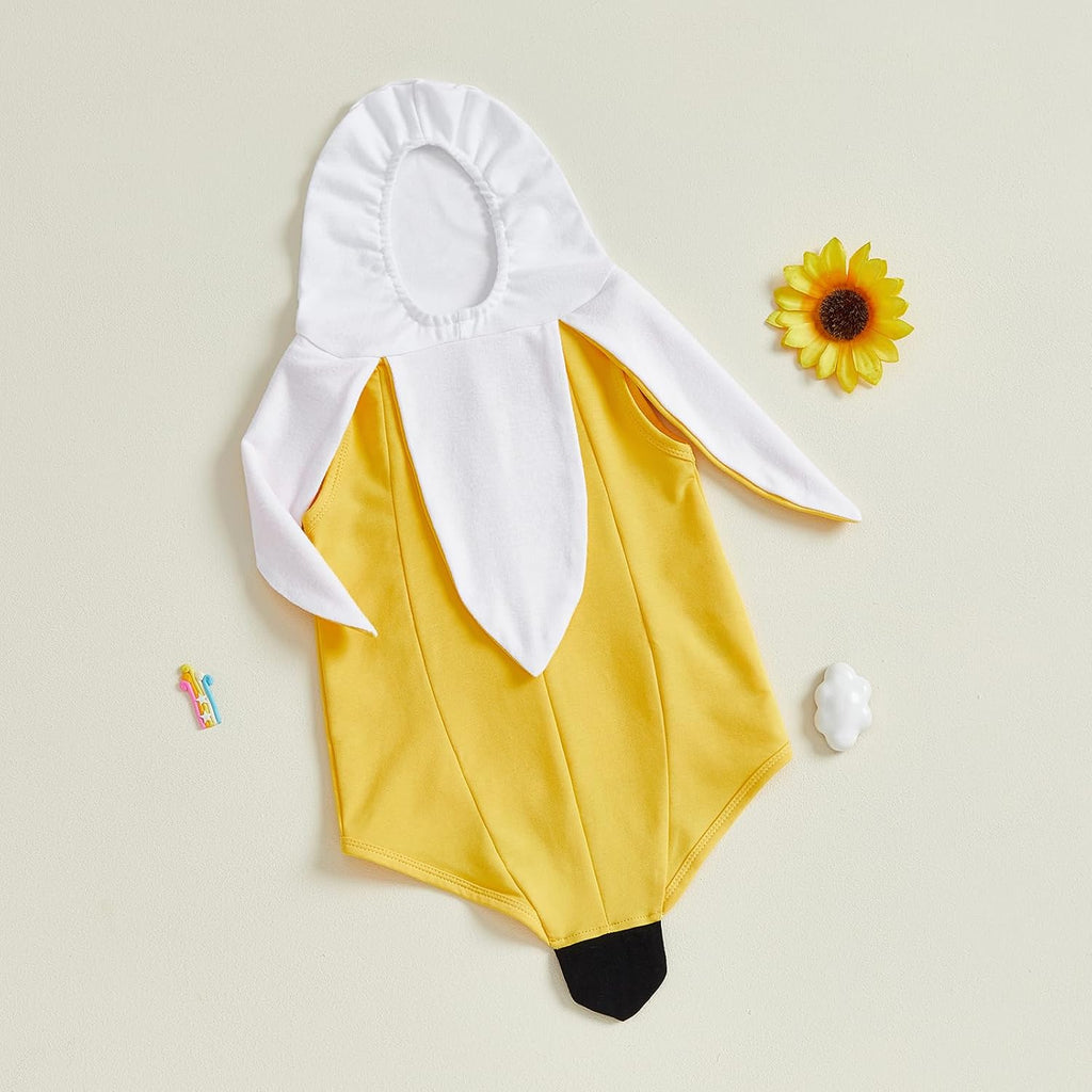 Newborn Baby Halloween Costumes Banana Costume Sleeveless Cartoon Hooded Romper Infant Toddler Halloween Costumes