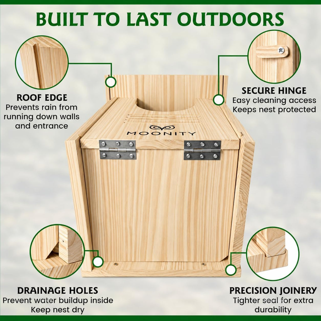 Large Premium Cedar Owl House – 16" x 12" x 12" Weatherproof Nesting Box for Barn & Screech – Durable, Safe & Easy to