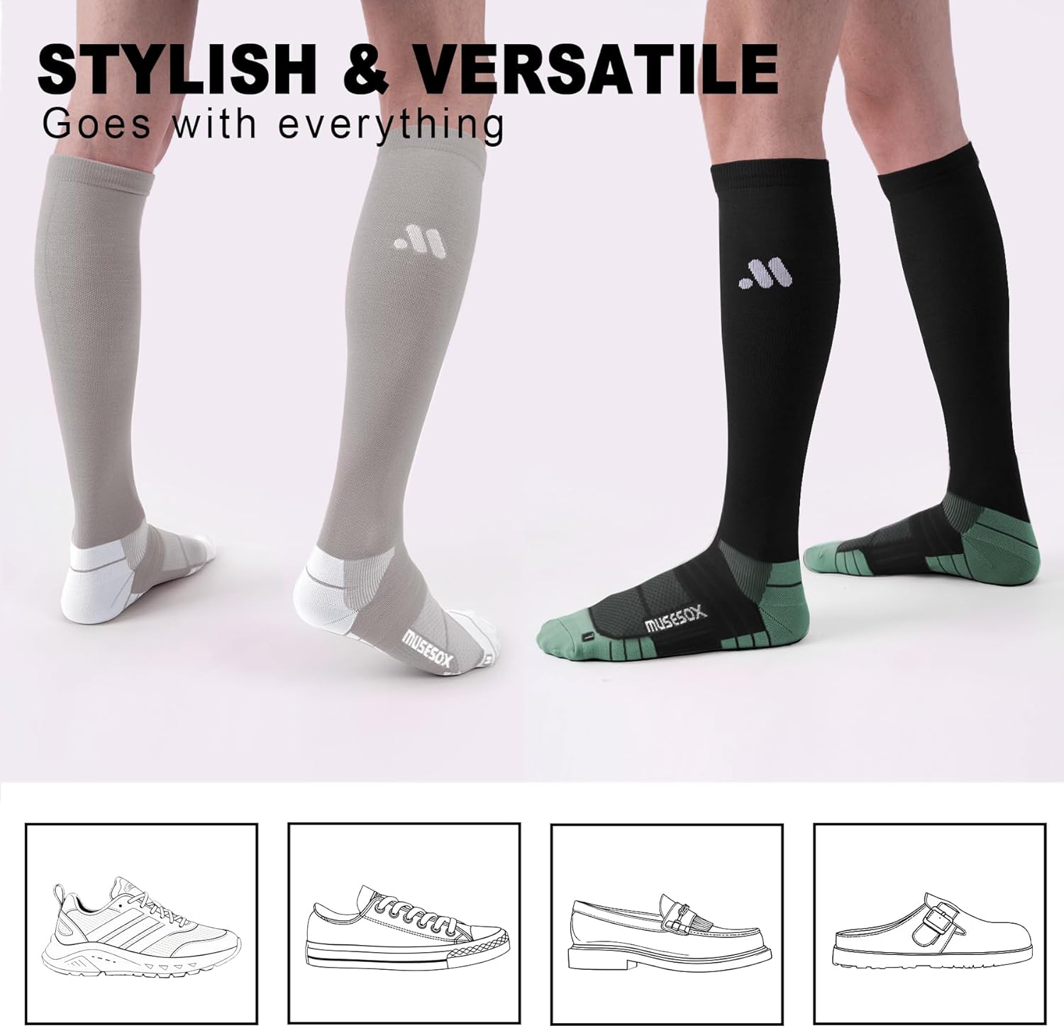 Compression Socks for Women and Men,Knee High 15-20mmHg Graduated Support(3 Pairs) Best for Nurses,Pregnant,Travel