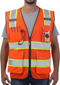 Hi Vis Reflective Safety Vest for Men Women Orange Mesh/Yellow XL | High Visibility Construction Work Vest with
