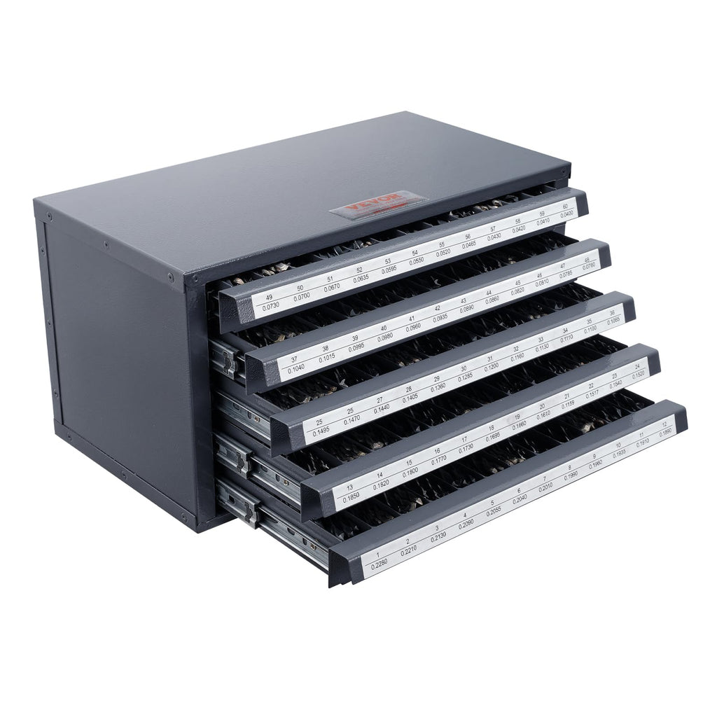 Drill Bit Dispenser Cabinet, Five-Drawer Drill Bit Dispenser, 60-Compartment Drill Bit Organizer Cabinet, Drill
