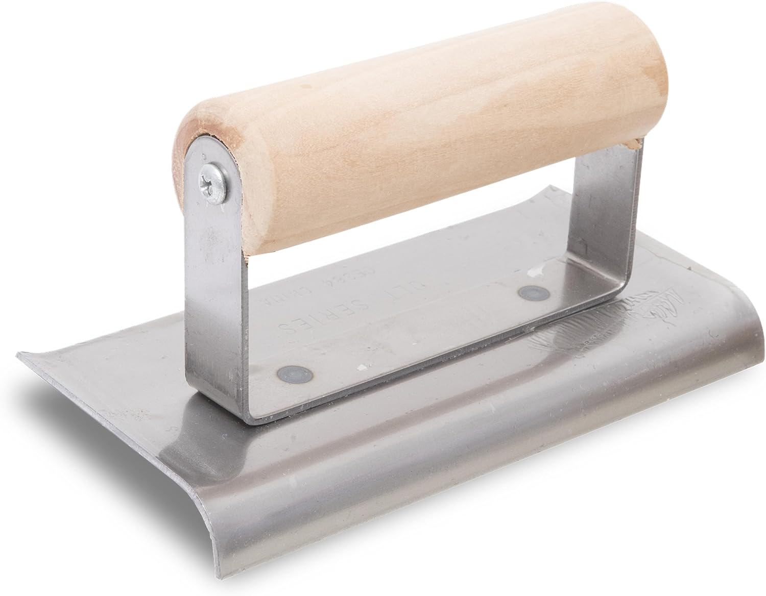 QLT Curved Concrete Edger, 6 x 2 3/4 Inch, Hand Edger Tool | Carbon Steel Blade, Wood Handle, 3/8 Inch Radius, Curved