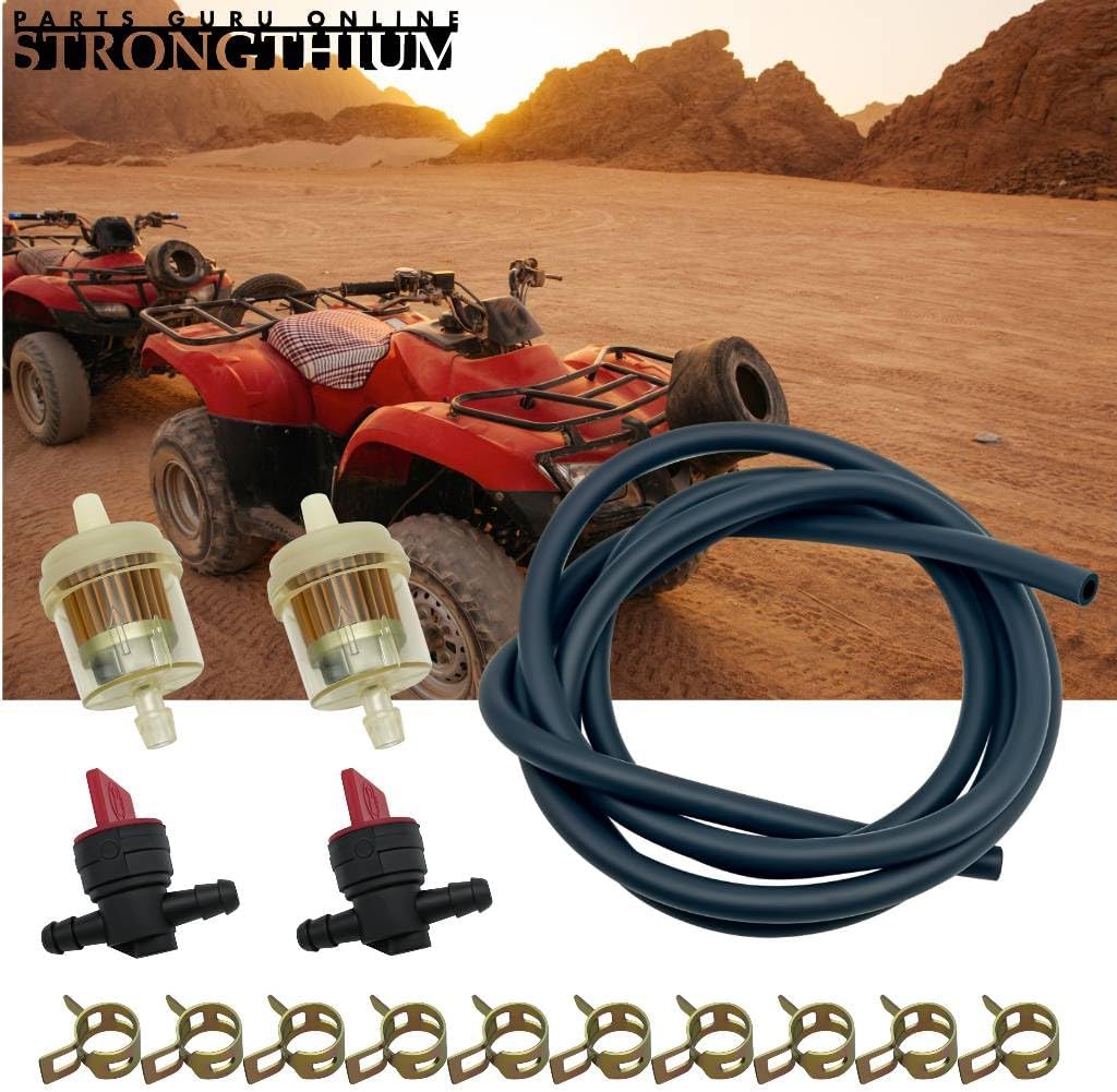 STRONGTHIUM 1/4" Rubber Gas Fuel Line Hose with Clamps Valve & Filters Kit