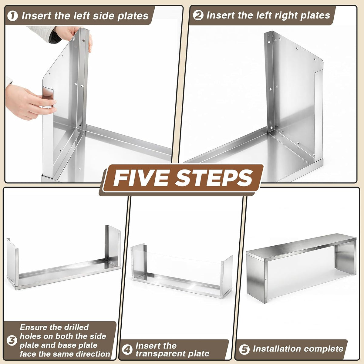 43" Wide Sneeze Guard for Restaurant, Steam Table Overshelf for Stainless Steel 3-Well Steam Table Overshelf