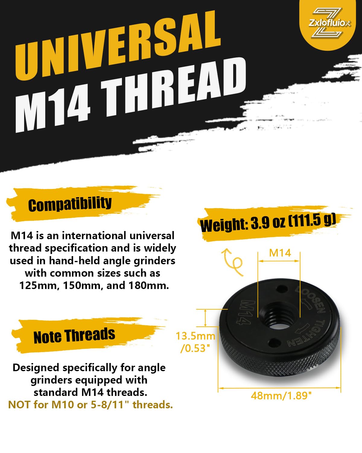 2 Pack M14 Thread Angle Grinder Flange Nuts for Fixing Cutting Discs