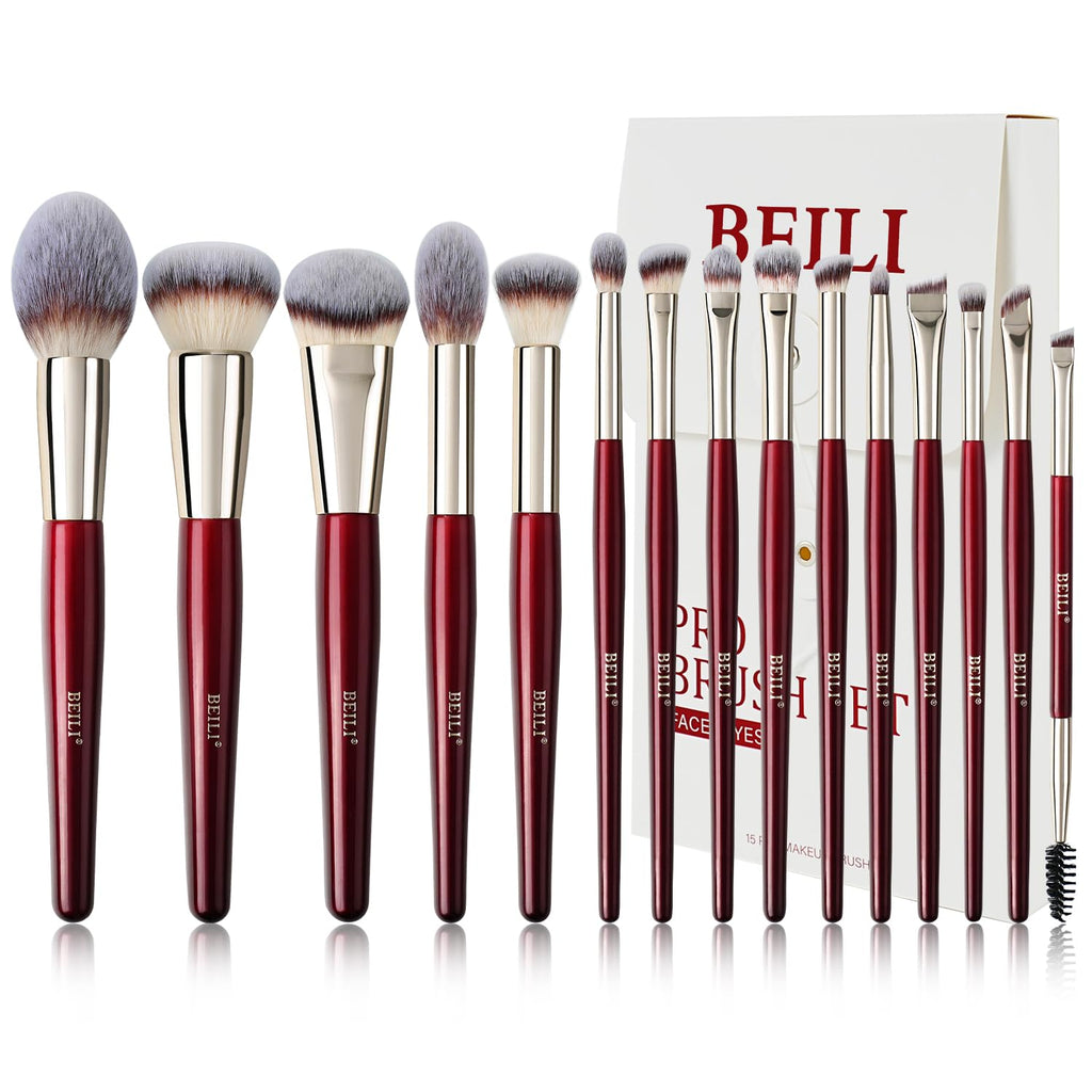 Makeup Brushes 15Pcs Professional Eyeshadow Brush Set Premium Synthetic Makeup Brushes for Liquid, Cream & Powder