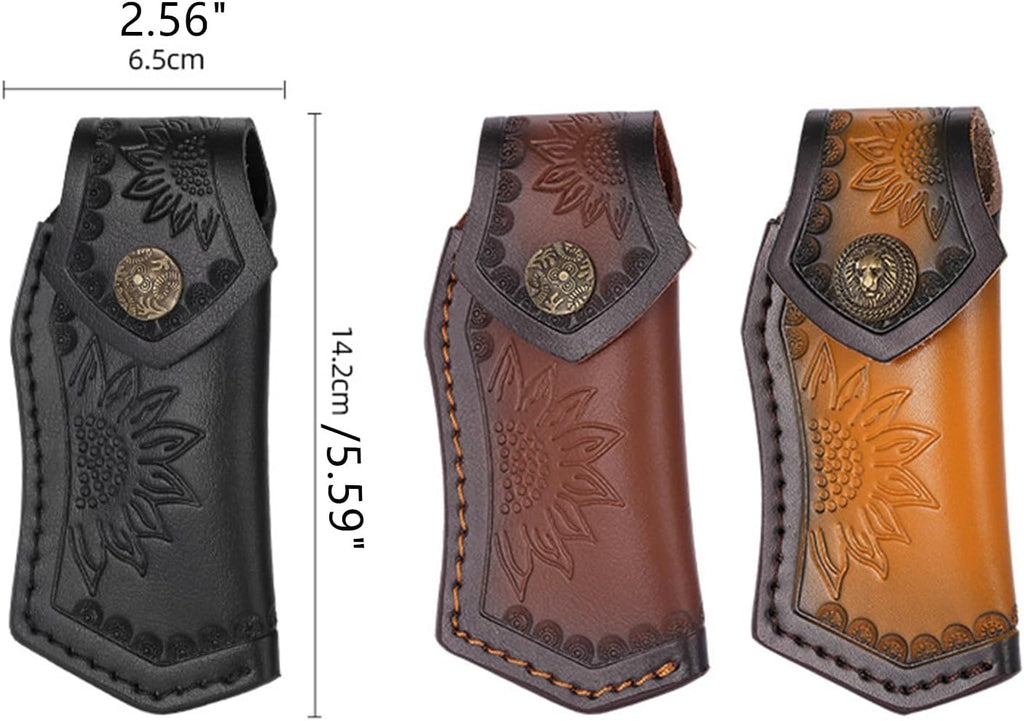 1Pc Pocket Knife Sheath Leather Folding Knife Holster Belt Pouch for 5" Folding Pocket Knife Case Outdoor Camping EDC