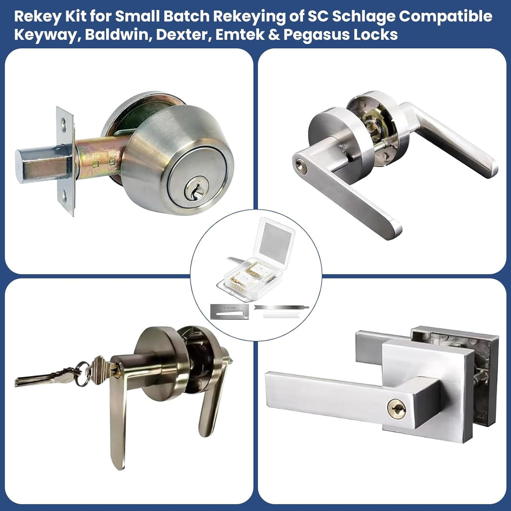 SC1 SC4 Rekey Kit for Schlage Locks, 500 Pcs | Bottom Pins 0-9, 50 Each, Professional DIY Tool