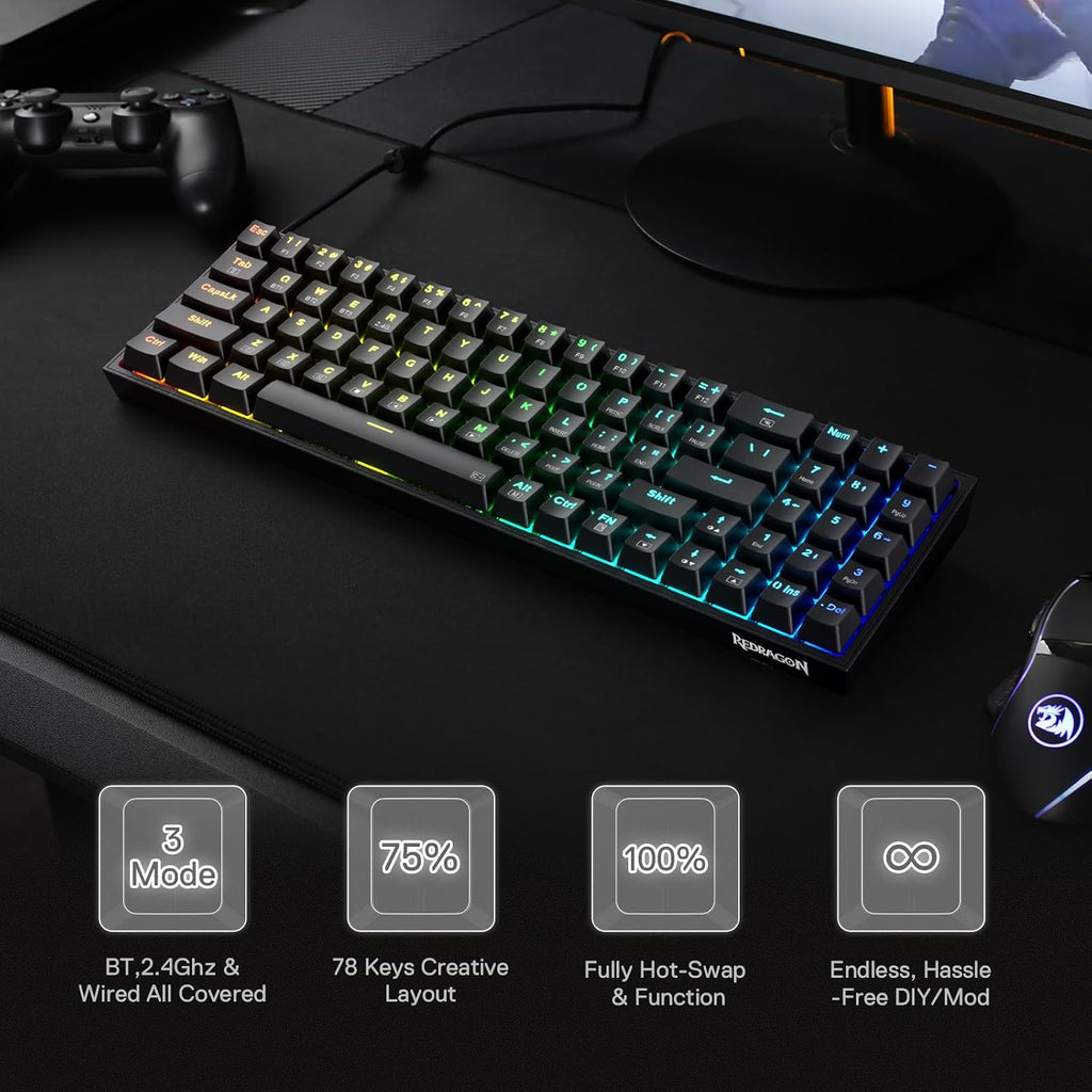 S136 Combo, K628 PRO 75% Wireless Gaming Keyboard + 7200 DPI Mouse