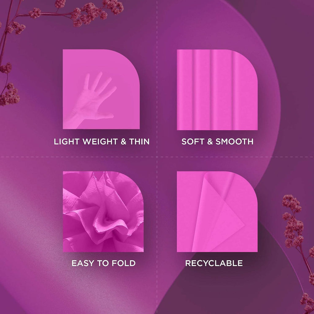 150 Sheets Pink Tissue Paper for Gift Bags Bulk 14"x20"