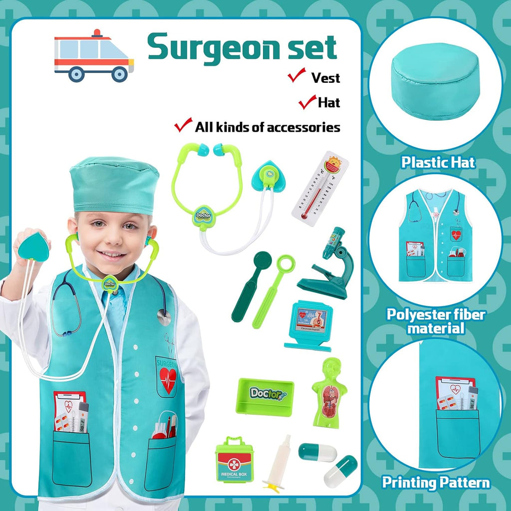 5 Sets Kids Dress up Costumes, Toddler Dress up Clothes for Boys Girls, Community Helpers Construction Worker Police
