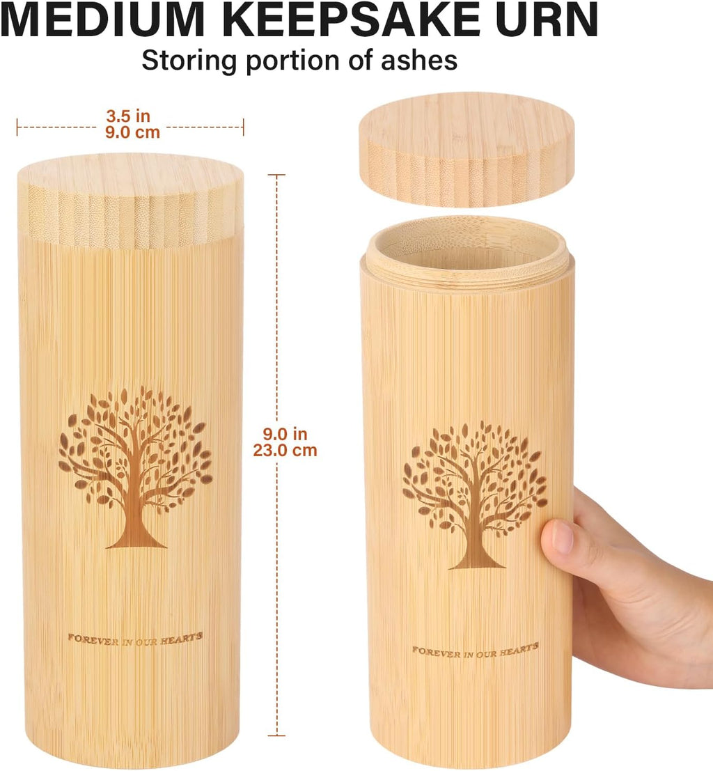 Medium Urn for Human Ashes Keepsake with Screw On Lid,Bamboo Cremation Urn for Adult Female Male Women,Scattering