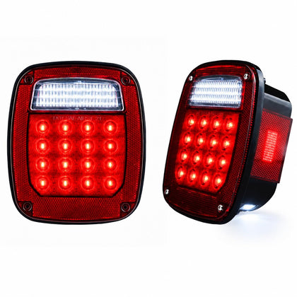 Tail Lights Assembly Replacement for 1979-1995 Wrangler YJ CJ5 CJ7 Red Square Rear Combination Tail Lamps with