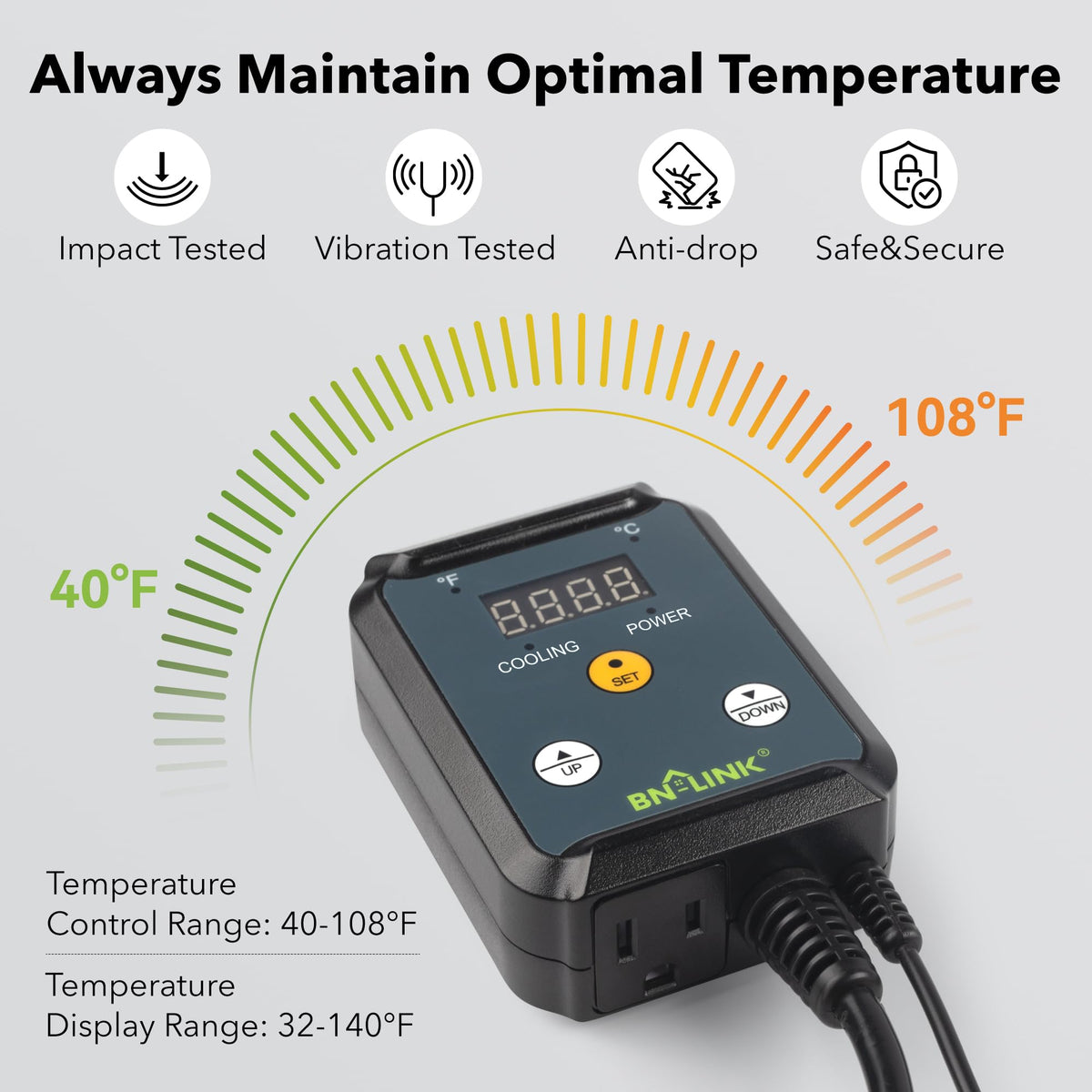 BN-LINK Digital Cooling Thermostat Temperature Controller Outlet Switch