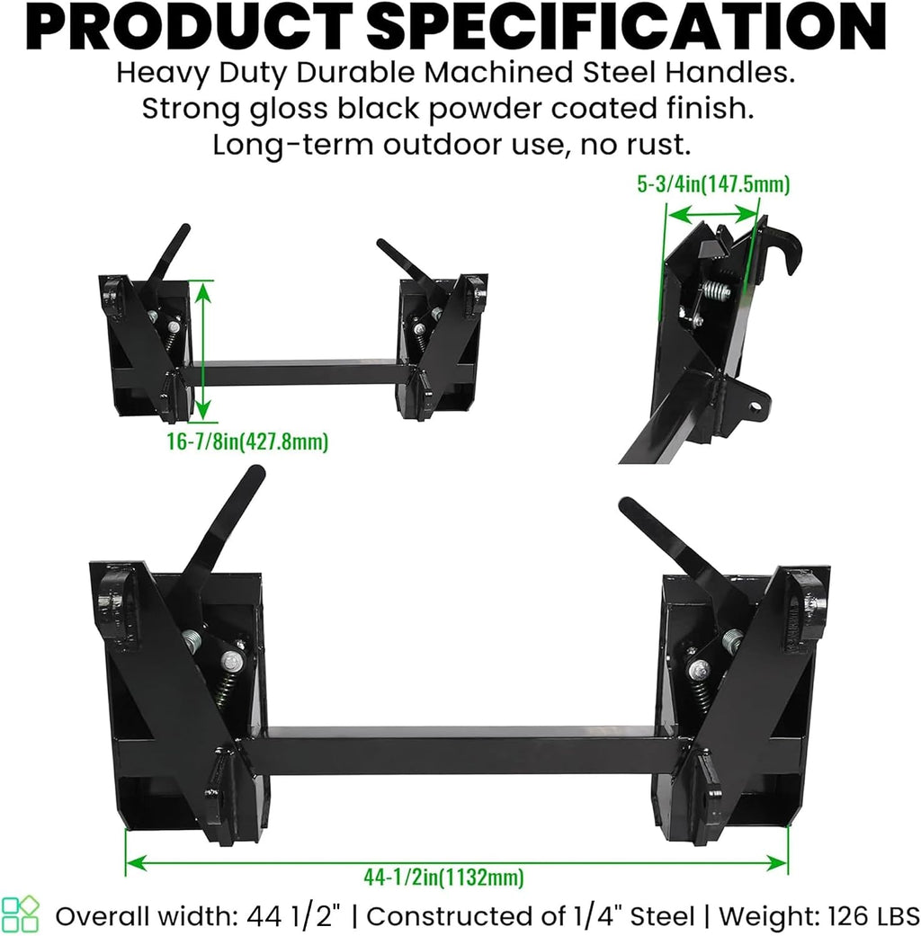 4000Lbs Universal Quick Attach Skid Steer Adapter Bucket Latch Compatible with Global John Deere Loaders Skid Steer