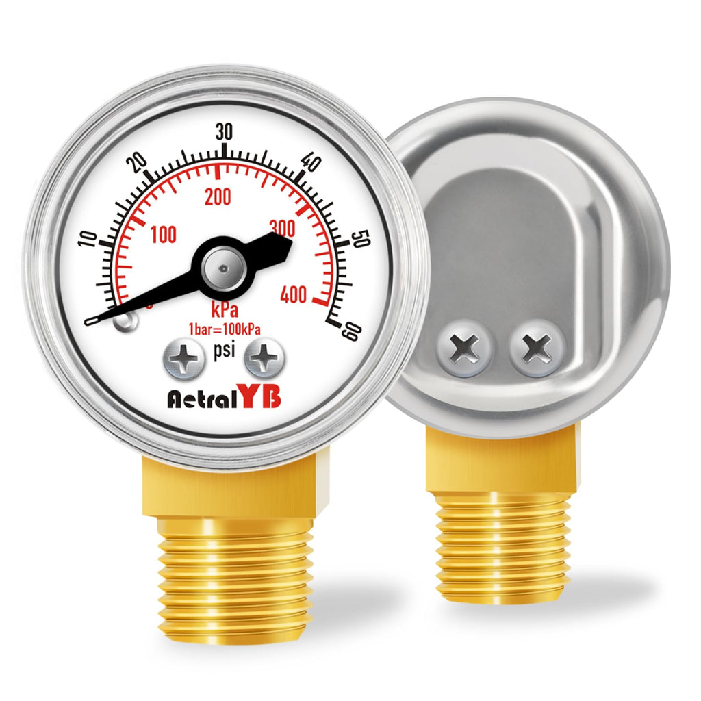 AetralYB 1-Inch Mini Pressure Gauge, 0-60 PSI,1/8” NPT Bottom Mount