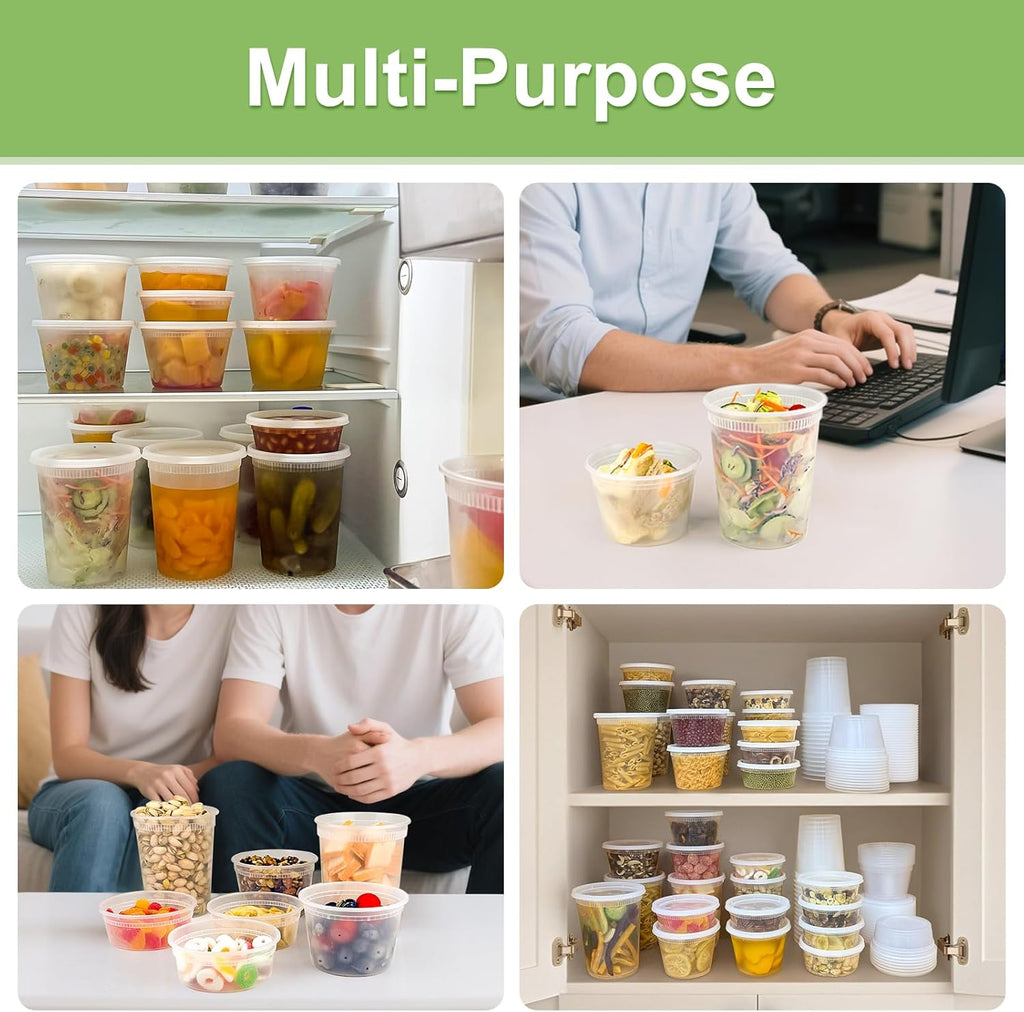 60 Sets (120-Piece) Deli Containers with Lids, 32/16/8 oz X 20 Set Each, Leak-Proof & BPA Free Airtight Takeout