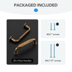 Antique Brass Solid Cabinet Handles & Pulls 3 Inch 20 Pack