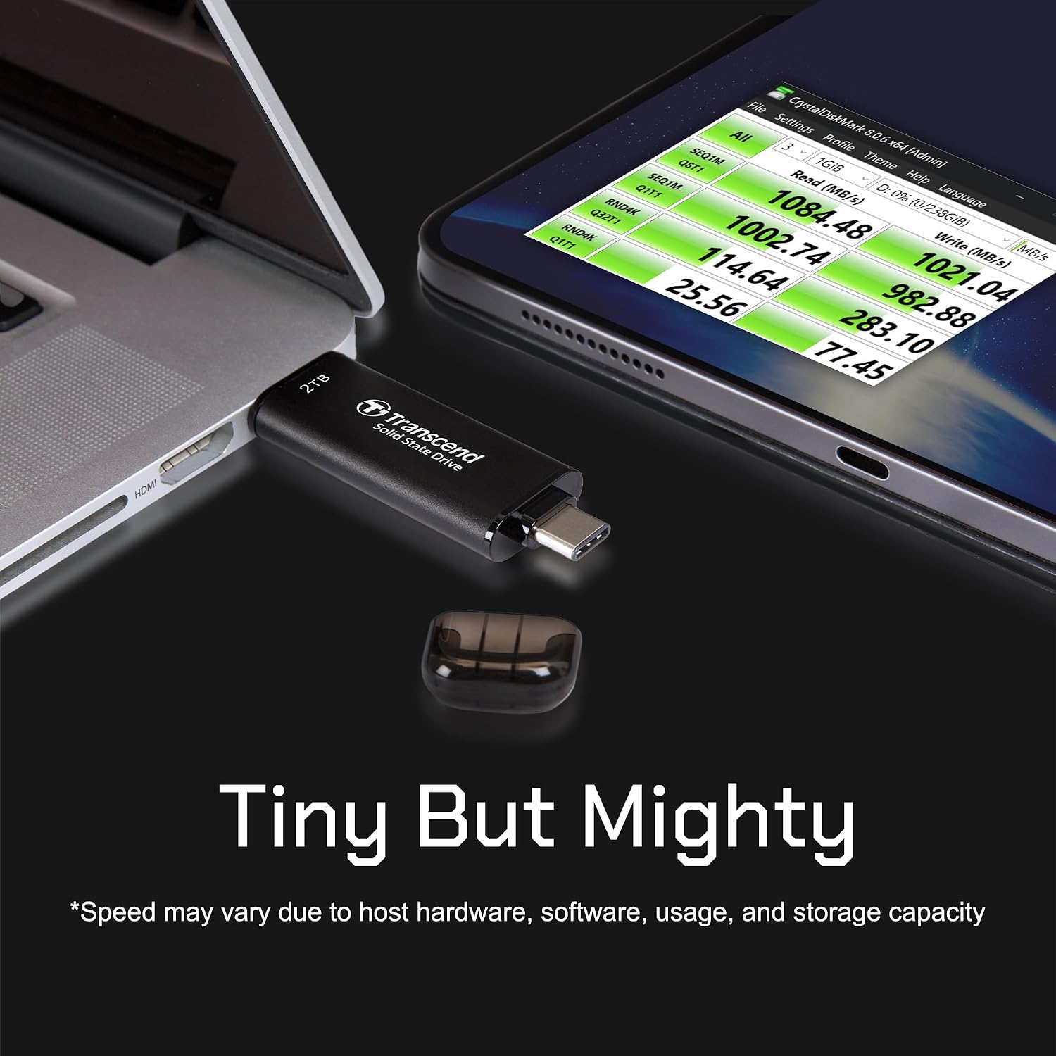 ESD310 512GB External SSD, Up to 1,050MB/s, Dual USB Flash Drive for iPhone/iPad/Mac/Windows, Android/Tablet/PC, USB