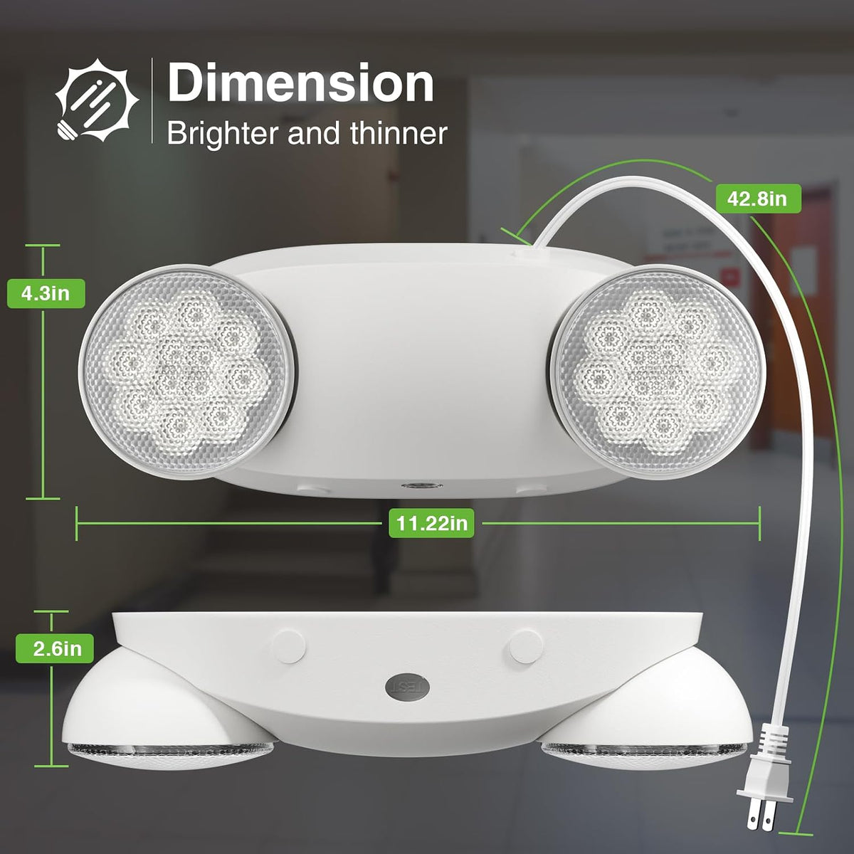 FREELICHT 4 Pack Led Emergency Lights with Round Head, 4FT Plug in Cord