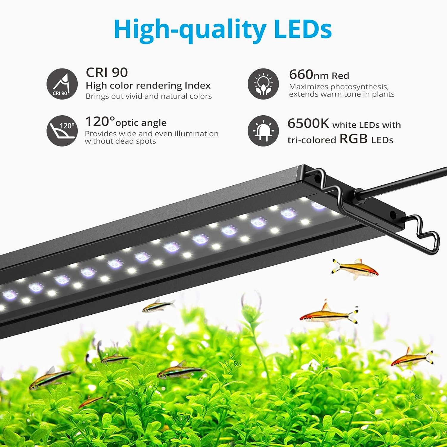 C10 24/7 LED Aquarium Light for Plants, 12-18 Inches, Full Spectrum Fish Tank Light with Timer, Brightness Adjustable