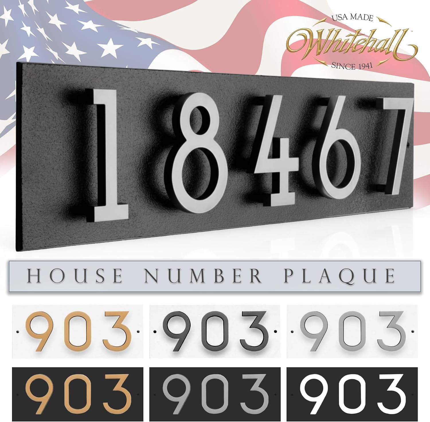 Floating Number Address Plaque – Standoff 4.5 Inch House Number Sign, Horizontal Wall Mount Plate – Ideal for Home