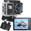 Action Camera FHD 1080P 12MP, 98FT/30M Underwater Waterproof Camera with 2 Batteries, Wide Angle Sports Camera with