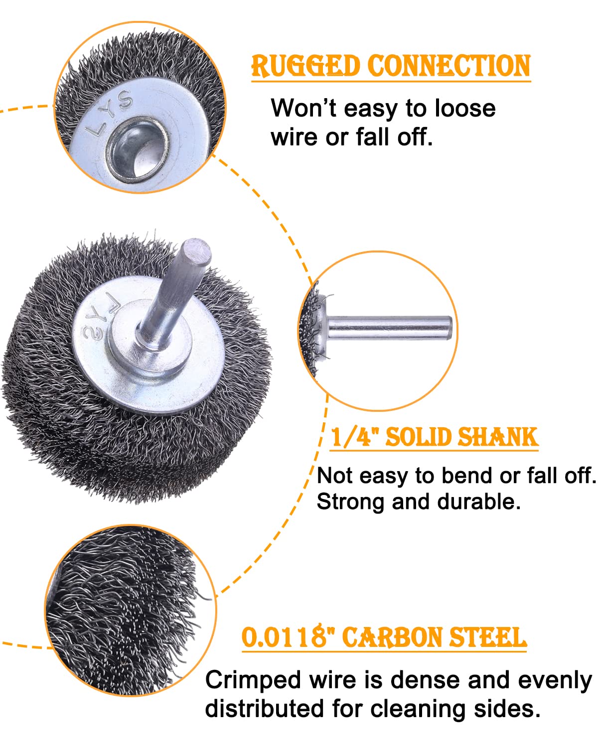 Rocaris 10Pcs 2 Inch Wire Wheel Brush Wire Wheel Brush for Drill Attachment