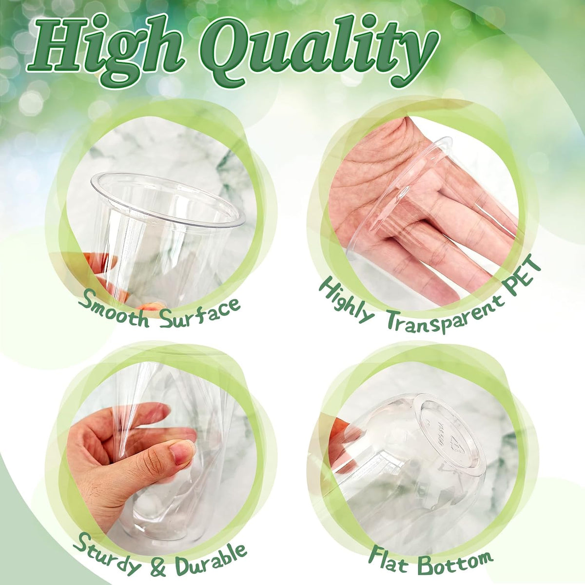25 Set 16oz Plastic Cups with Flat Lids and Straws,Disposable Plastic Iced Coffee Cup,Disposable Clear Drinking Cups