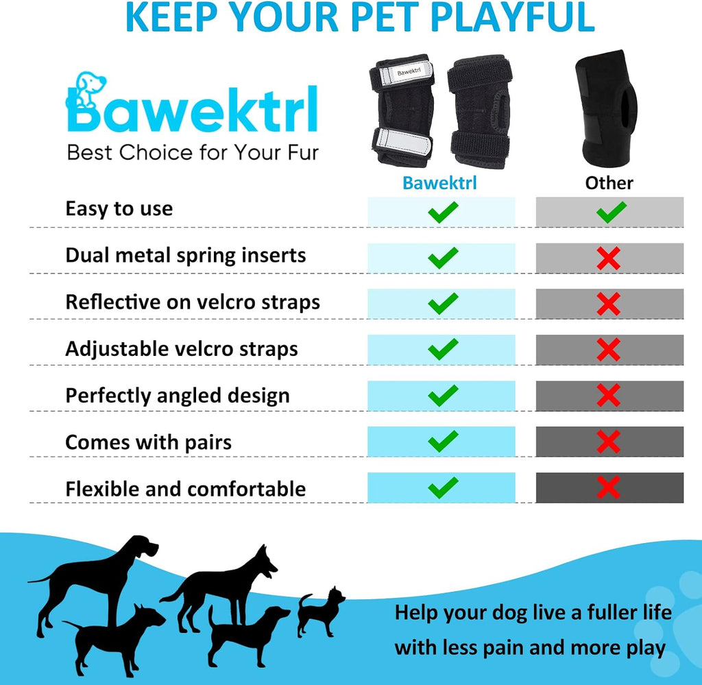 Dog Leg Braces for Rear Legs, Hock Brace for Back Legs with Metal Strips and Safety Reflective Straps for Short Legs