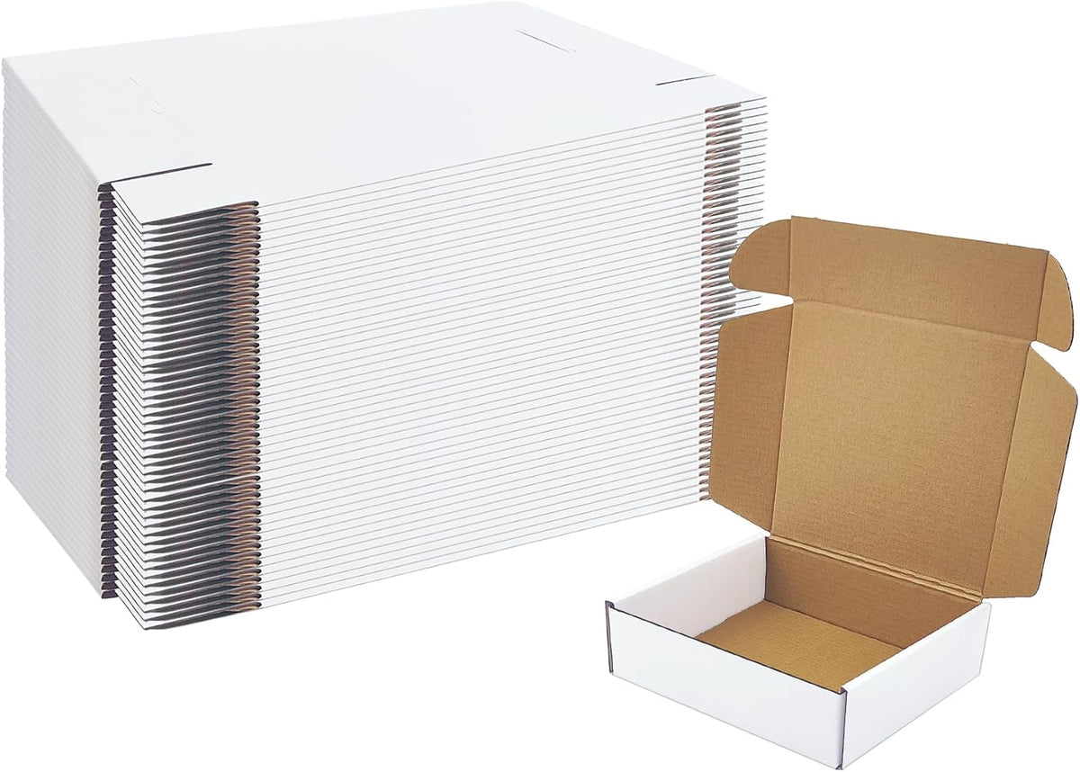White Shipping Boxes 7x6x2 Inch 50 Pack, Corrugated Cardboard Mailers