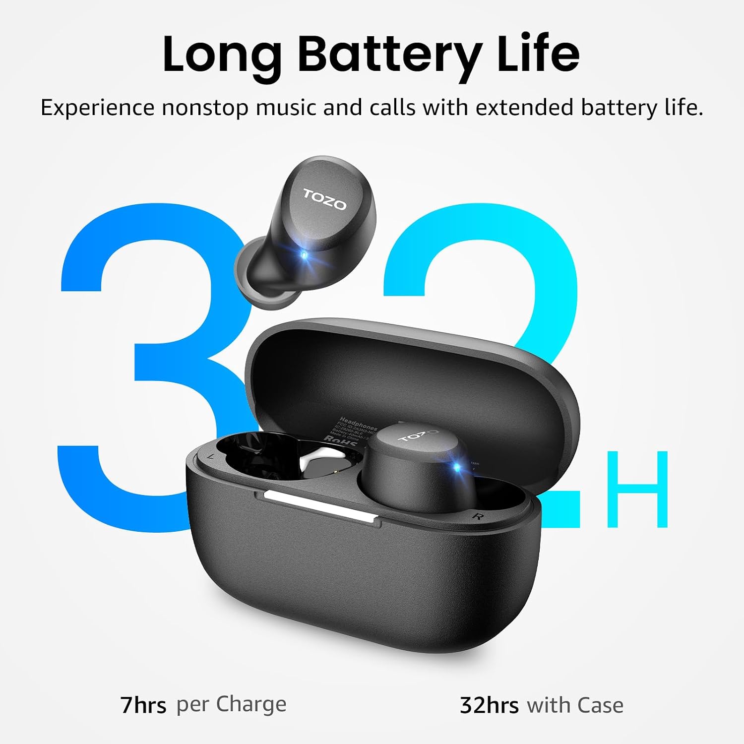 A1 Wireless Earbuds Bluetooth 5.3 Light Weight in Ear IPX5 Waterproof Headphones 2 Mic for AI Calls, Immersive
