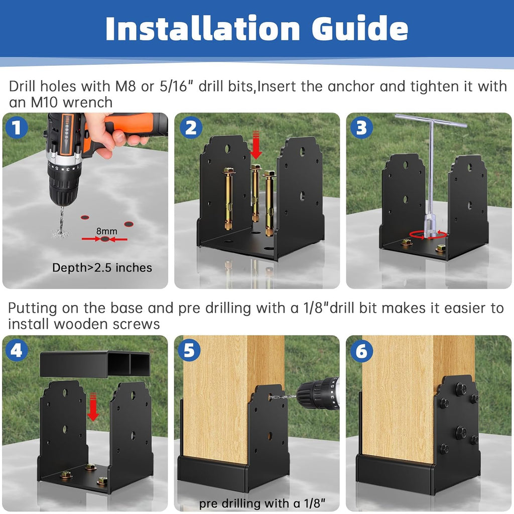 4x4 Post Base, Concealed Fastener Concrete Post Anchor,Elevated Post Base