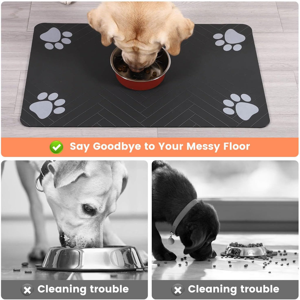 Pet Feeding Mat-Absorbent Pet Placemat for Food and Water Bowl, with Waterproof Rubber Backing, Quick Dry Water