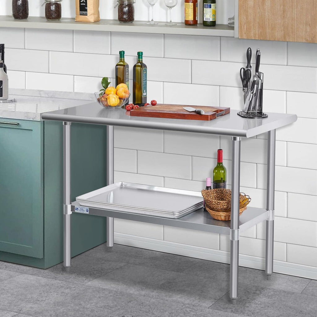 Hally Stainless Steel Table for Prep & Work 24 x 48 Inches NSF Commercial