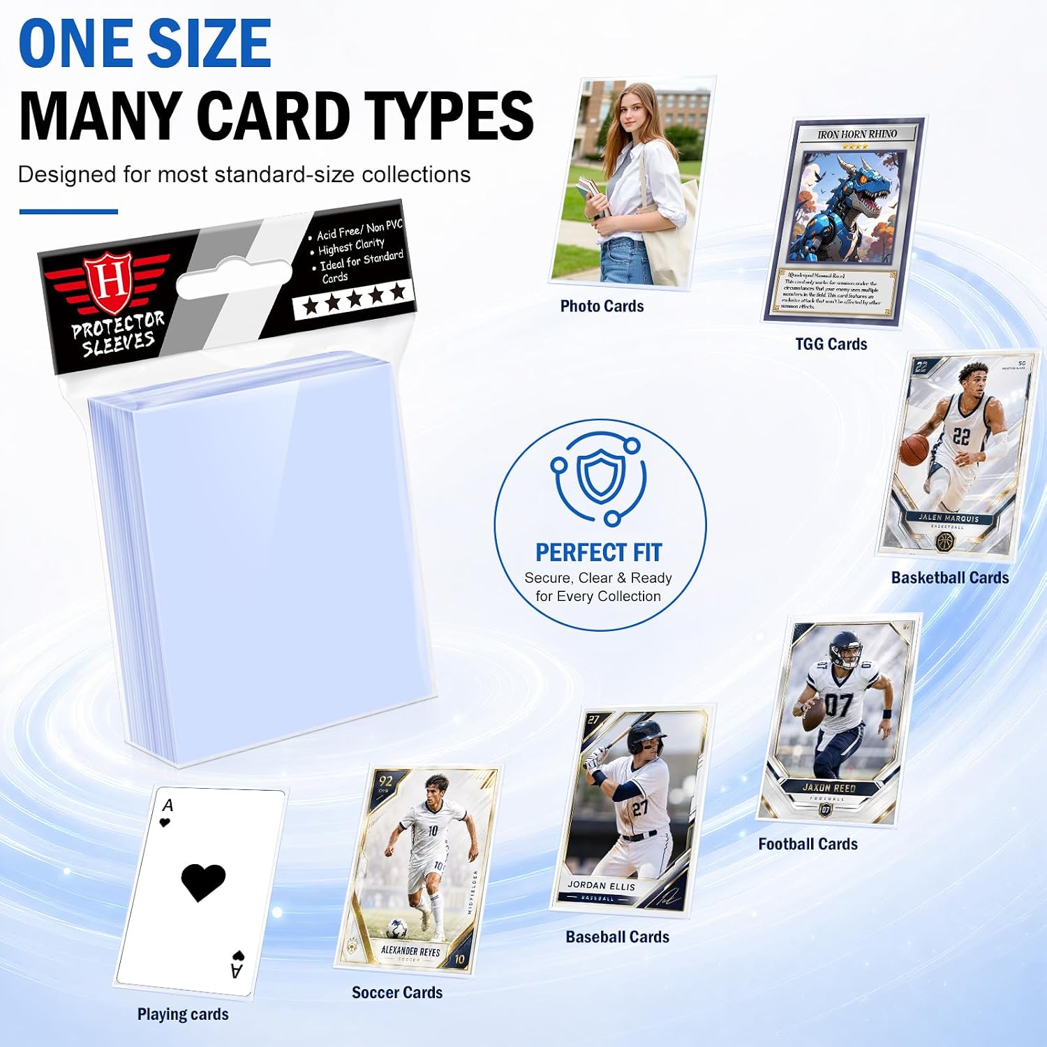 500 Counts Card Sleeves for Trading Cards, Soft Penny Card Sleeves Clear Plastic Card Protectors Fit for Baseball